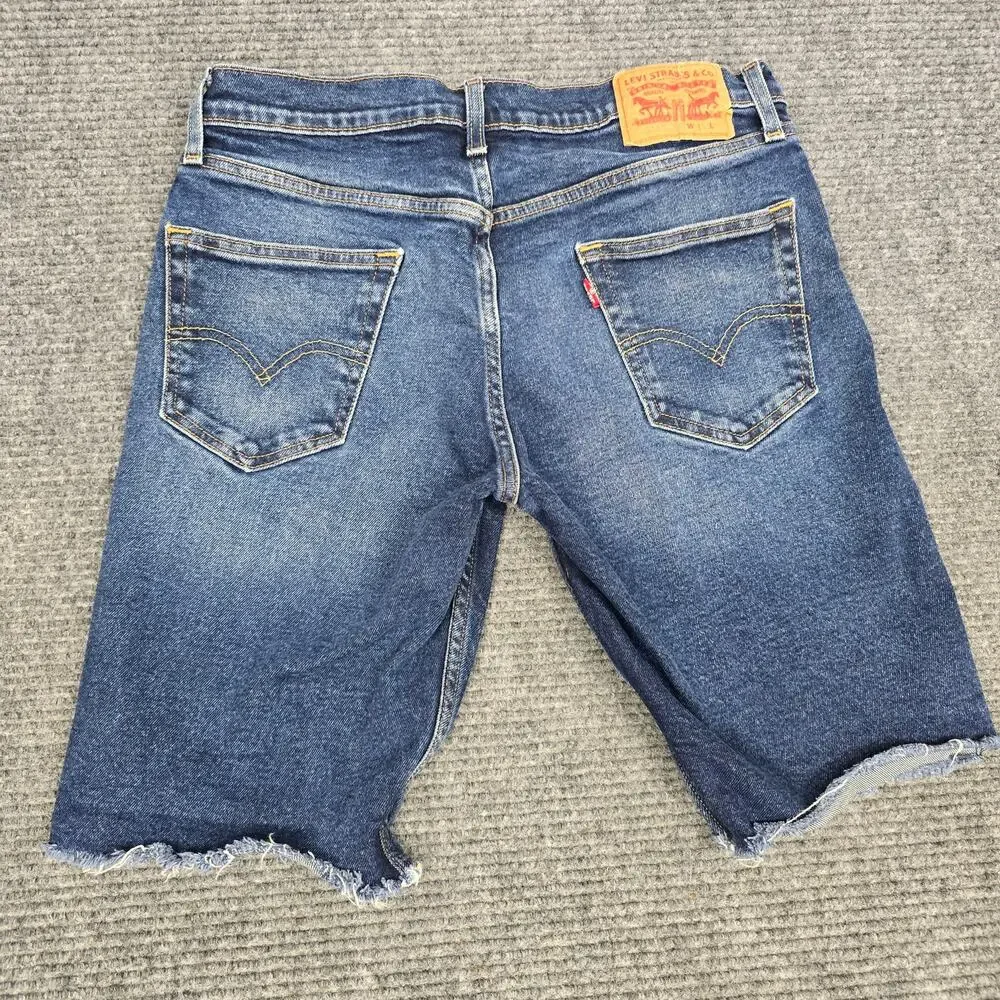 Levi's 511 Slim Cut Off Shorts Mens W32 Blue Stretch Denim Raw Hem